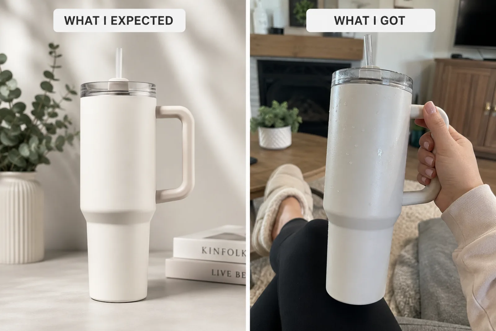 Customer product feedback photo comparing expected product use to real use